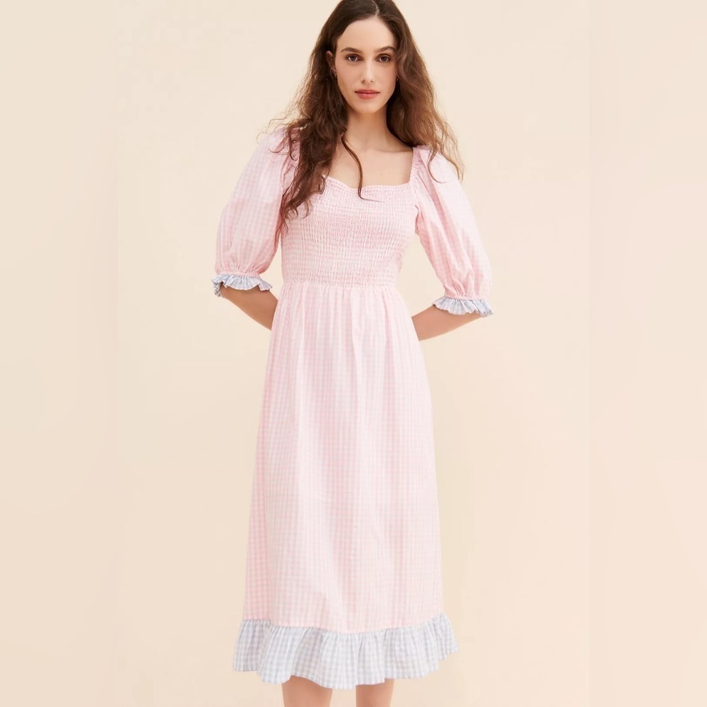 NWT! Anthropologie RAHI Summer Midi Plaid Picnic Dress! Women’s Size XS